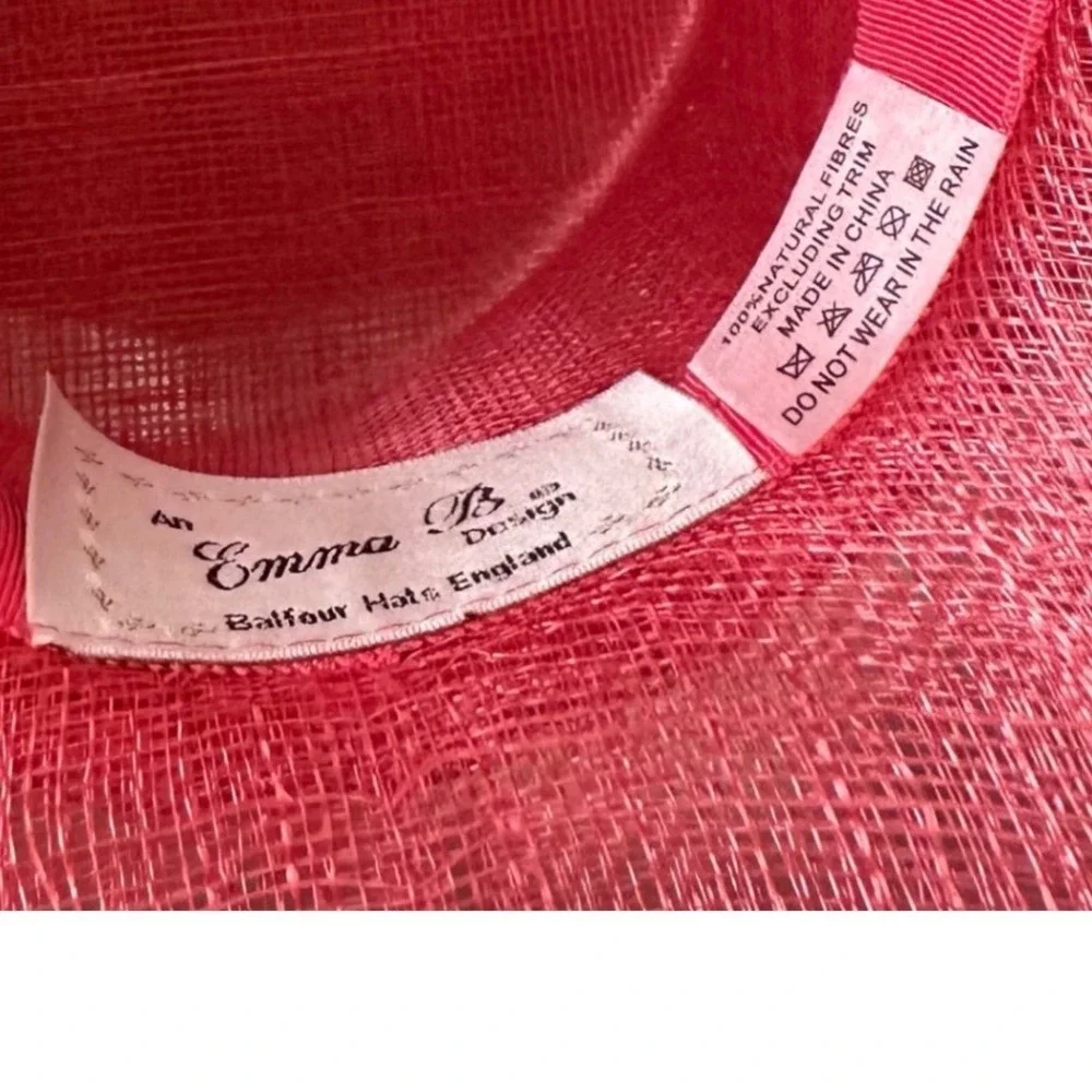 Emma B Design Balfour Hats England Coral Pink Sinamay Feather Fascinator Hat
